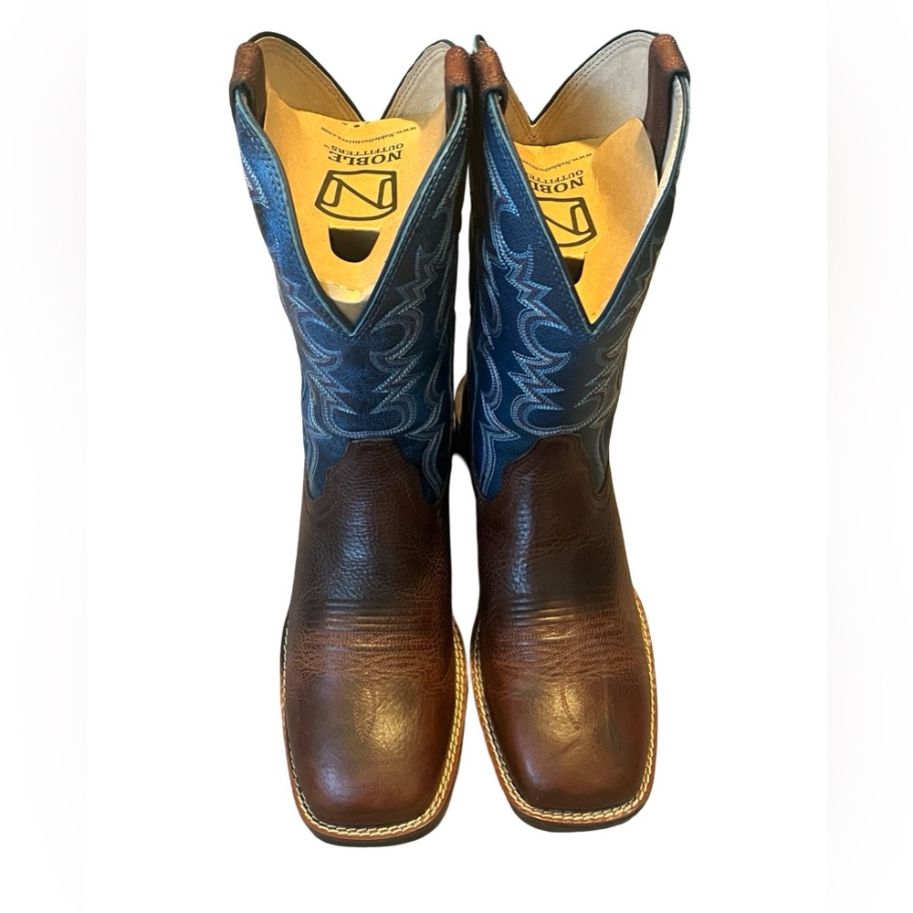 Men's Brown and Blue Western Boots